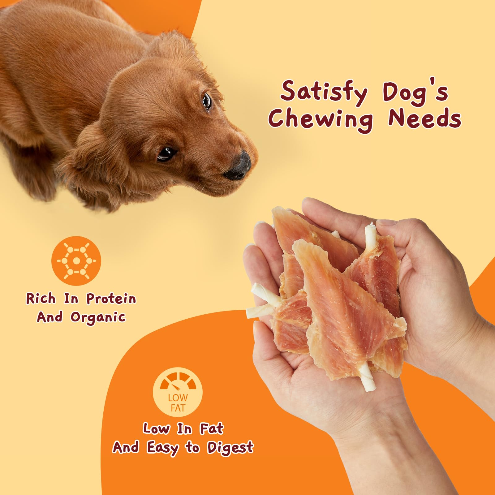Jungle Calling Chicken Jerky Dog Chews - Glucosamine & Chondroitin for Joint Health - Long-Lasting Dental Treats for Active Dogs