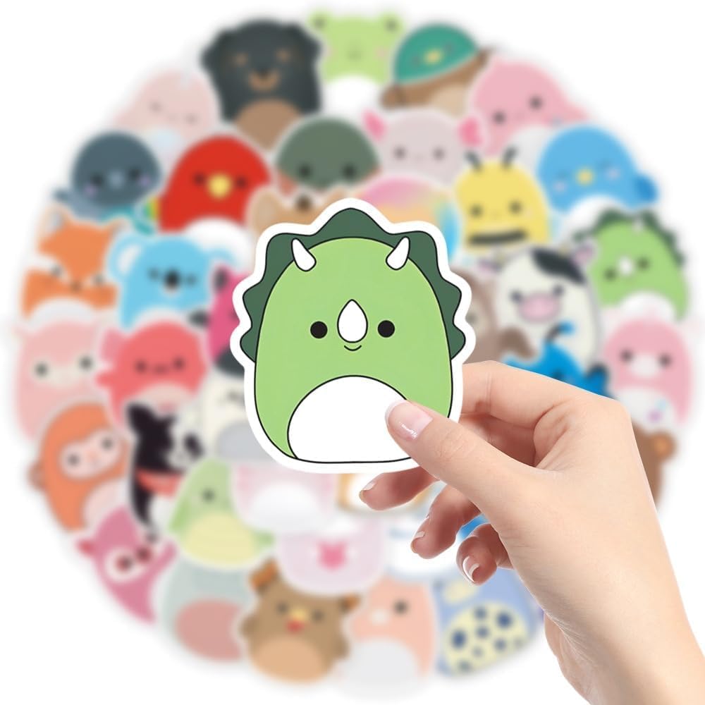 HNTR Animal Stickers - 50 Adorable & Cute Decals for Kids Room, Laptops, Water Bottles & DIY Crafts