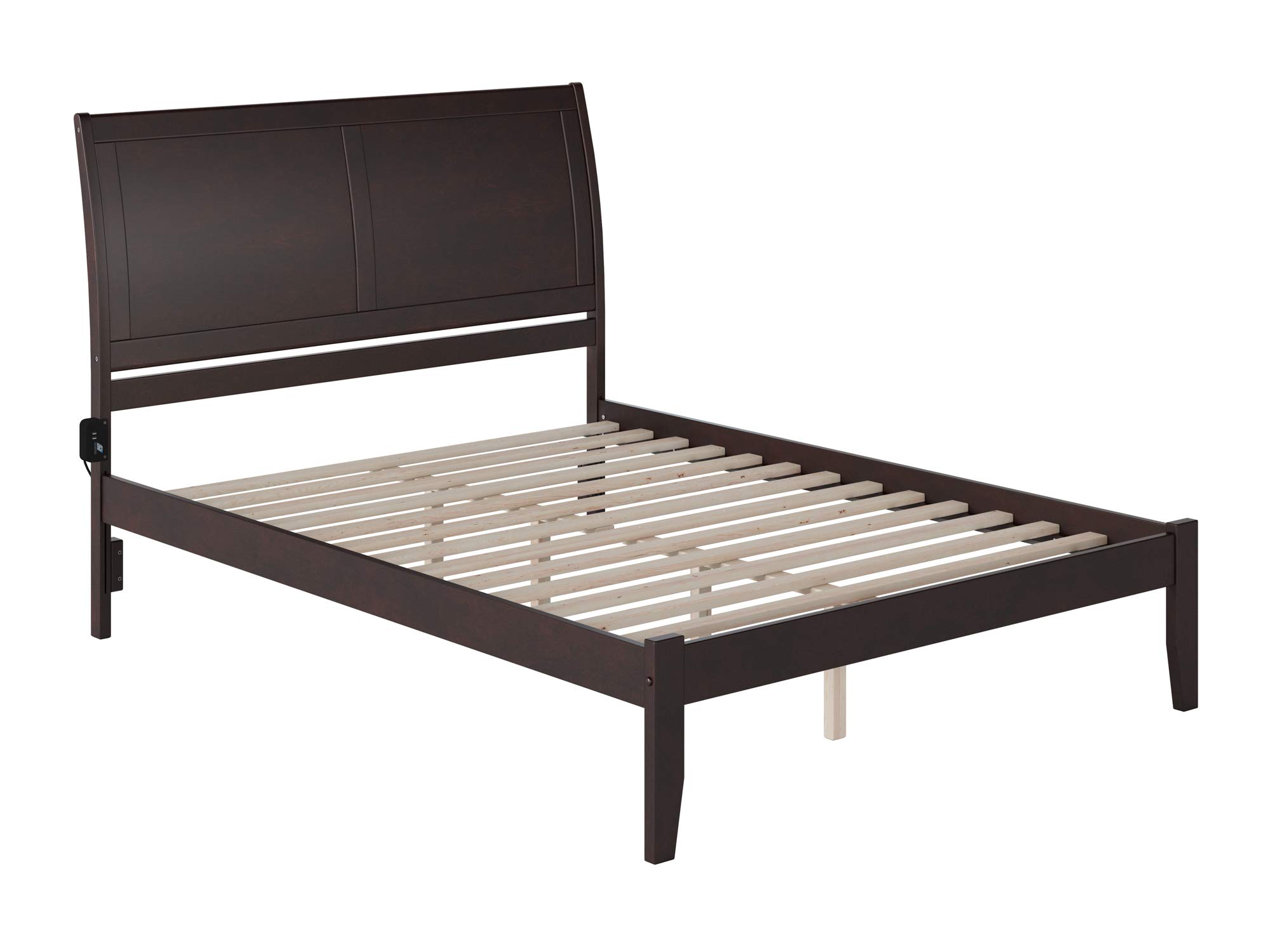 AFI Portland Queen Size Platform Bed Frame with USB Charging Ports - Modern Espresso Wooden Bed for Bedroom, Guest Room & Dorm - Easy Assembly & Sturdy Support