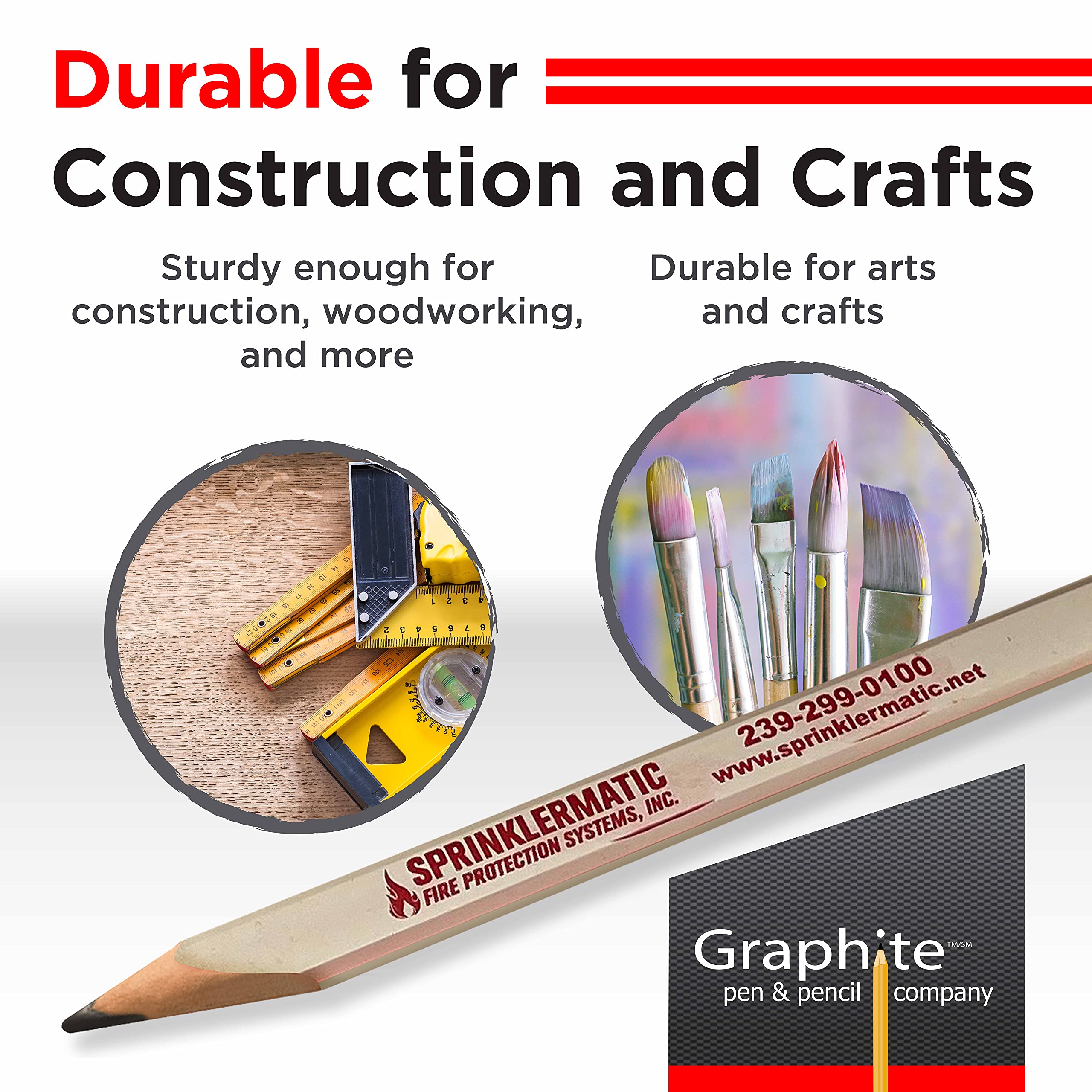 GRAPHITE Carpenter Pencils - Bulk Pack of 72 | Distressed & Misprint Design | Heavy-Duty Construction Pencils for Woodworking, Framing & DIY Projects