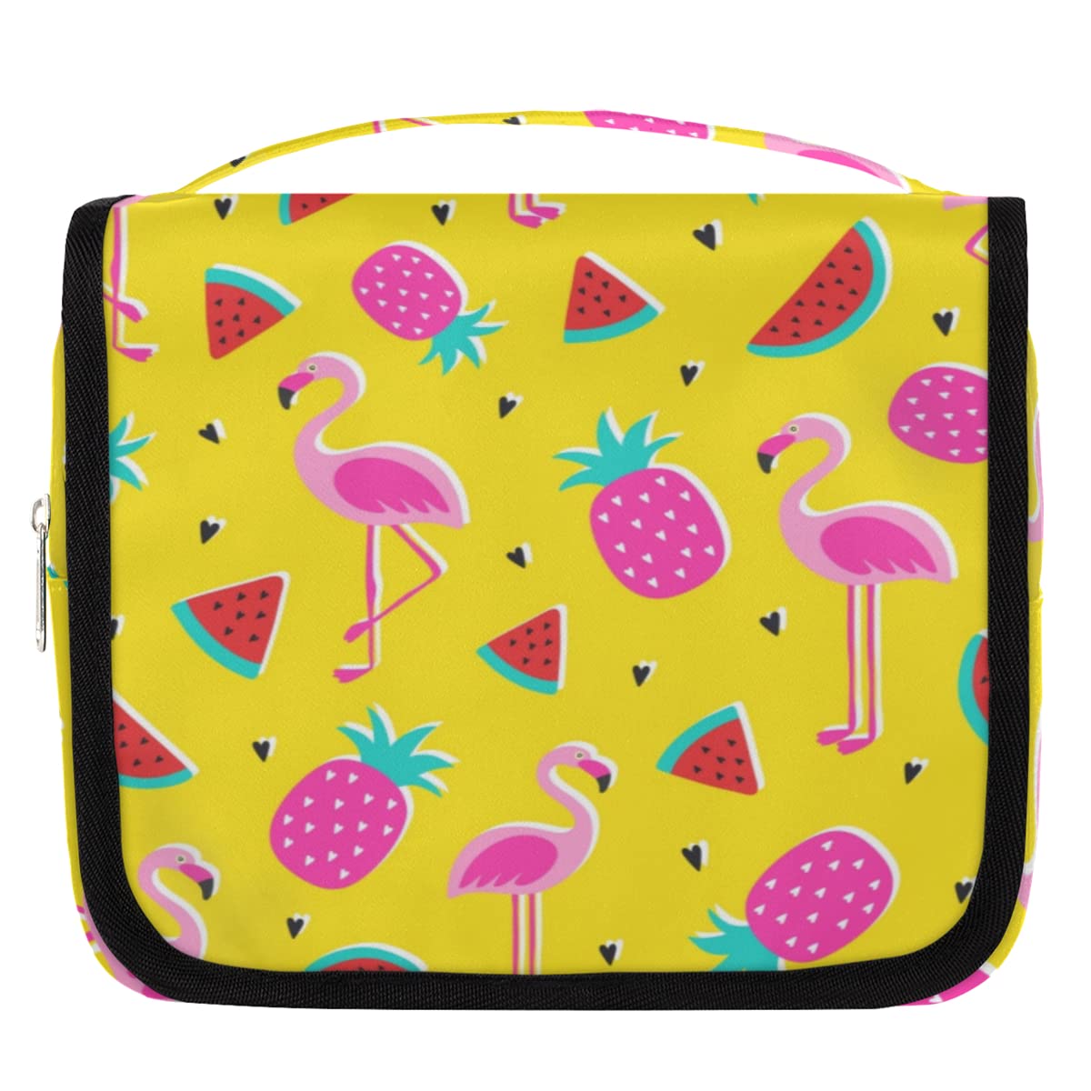 CPolar Summer Flamingo Watermelon Pineapple Hanging Toiletry Bag - Waterproof Travel Cosmetic Organizer for Men & Women - Perfect for Bathroom, Shower, Camping & Gym Essentials (Multiple Colors)