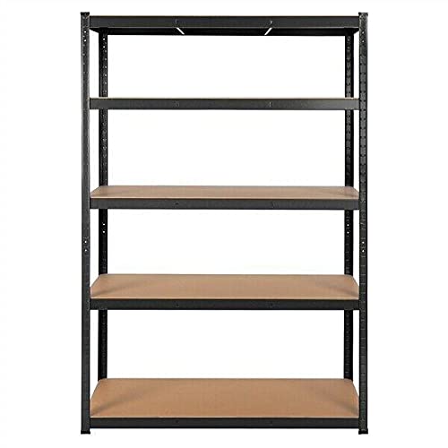 71in Heavy Duty Adjustable Metal Garage Shelving - Black Storage Racks for Garage, Bathroom, Office & Home Organization | Sturdy Book Shelves & Storage Drawers Solution for Clutter-Free Spaces