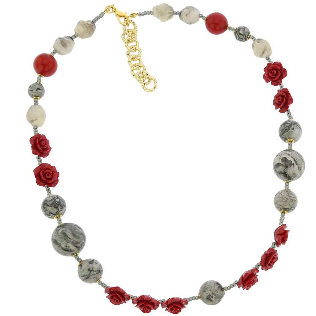 Authentic Murano Glass Rosa Di Marmo Necklace from Venice Italy | Handcrafted Italian Jewelry for Women | Perfect Gift for Anniversary, Birthday & Special Occasions