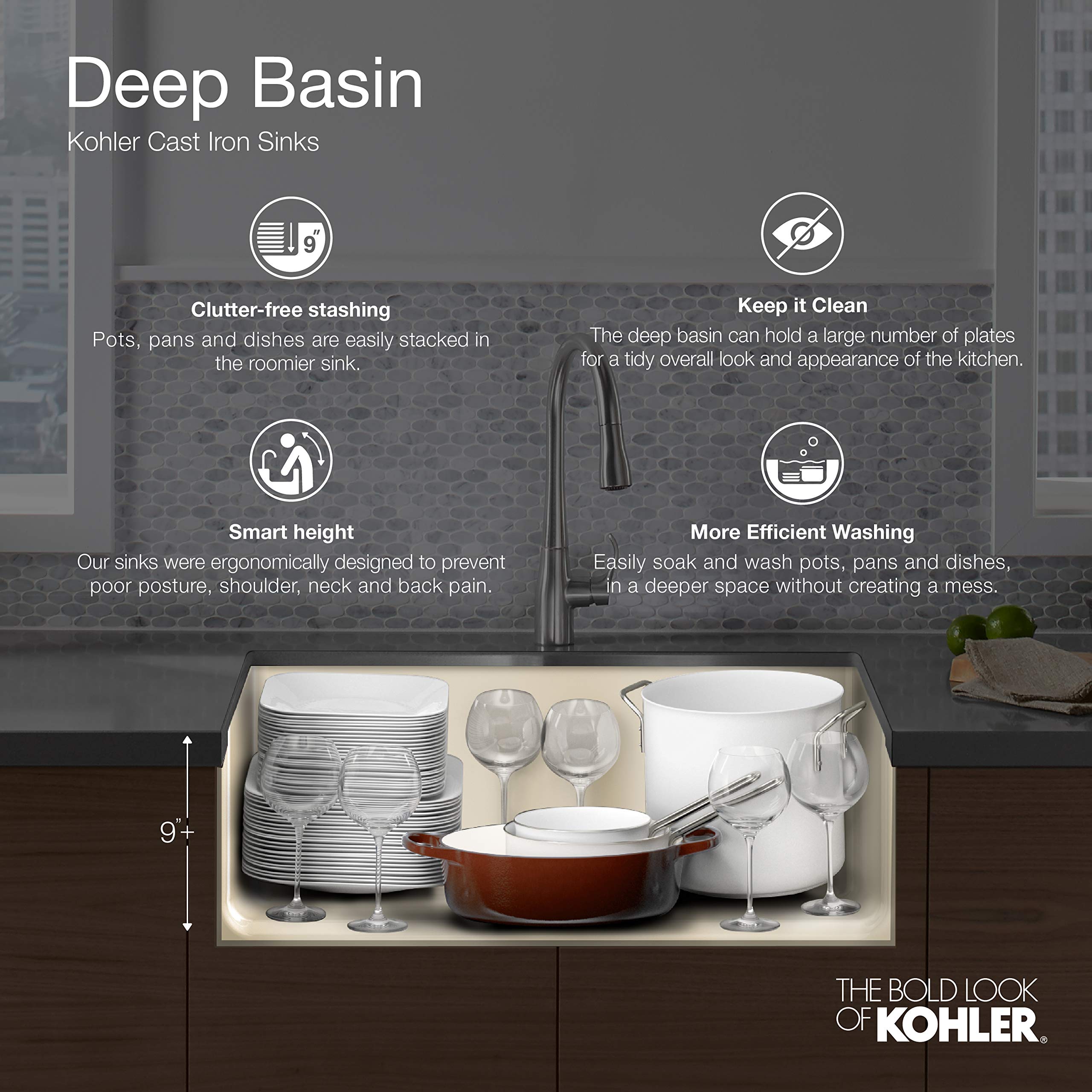 KOHLER K-6585-58 Self-Rimming Bathroom Sink in Iron/Tones Finish - Perfect for Modern Vanities and Powder Rooms
