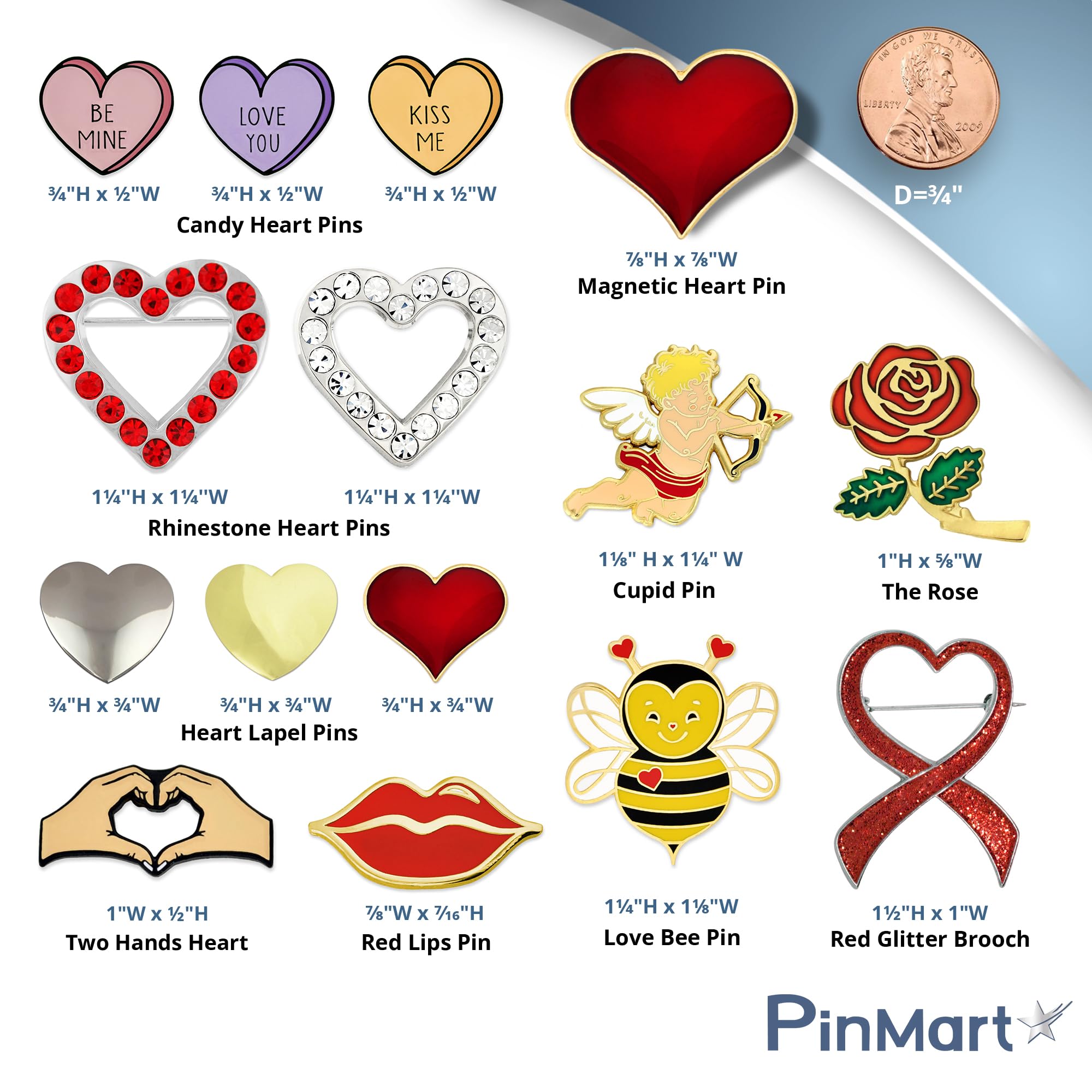 PinMart’s Enamel Lapel Pins - Heart Shaped Love Pins for Valentine's Day Gifts, Bulk Sizing Available - Perfect for Valentine's Party Favors, Classroom Gifts, Cards Decorations & Romantic Accessories