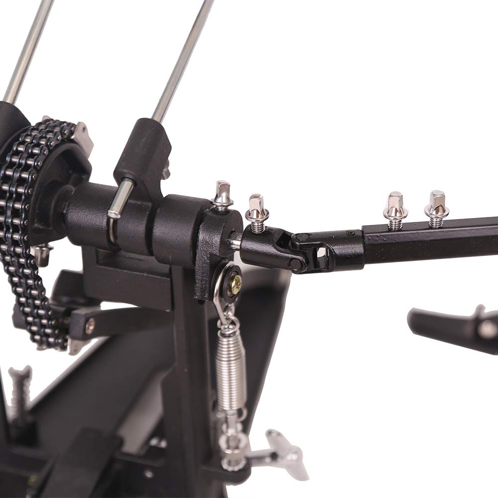 Professional Double Bass Drum Pedal with Chain Drive - Heavy Duty Double Kick Drum Pedal for Drum Set, Includes 3 Drum Beaters & Drum Key - Perfect for Rock, Metal & Live Performances