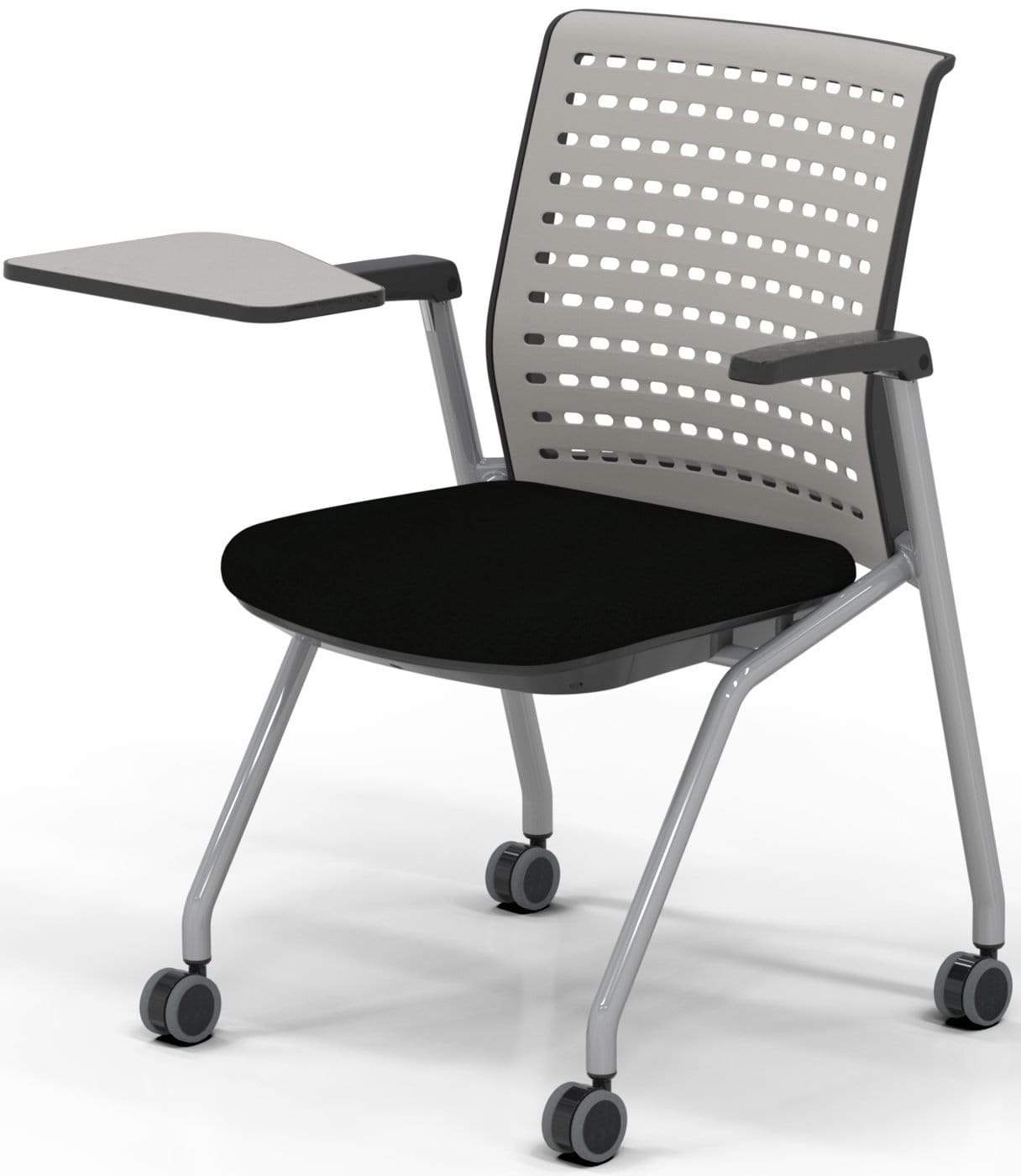 Safco Mayline Thesis Training Chair with Arms and Tablet - Ergonomic Black Fabric Office Chair for Conference Rooms, Classrooms & Training Centers [KTS3SGBLK]