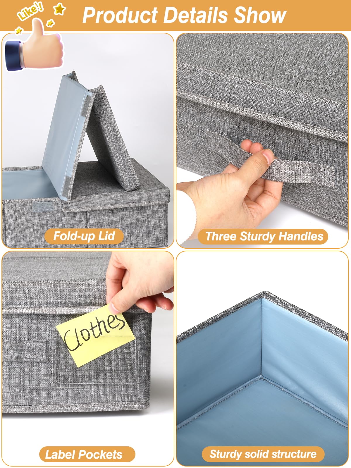 Punemi 2-Pack Under Bed Storage Containers with Lids - Large Foldable Stackable Organizer Bins for Clothes, Blankets & Shoes (31.1x15.7x6 Inches) - Perfect for Bedroom Closet Organization & Seasonal Storage