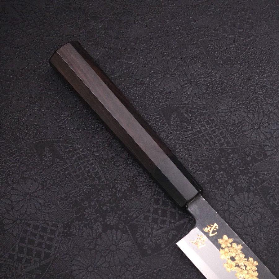 Premium Yanagiba Sushi Knife - Blue Steel #2 Kurouchi Finish with Sakura Fuji Buffalo Ebony Handle - 300mm Japanese Chef Knife for Sushi, Sashimi & Precision Cutting