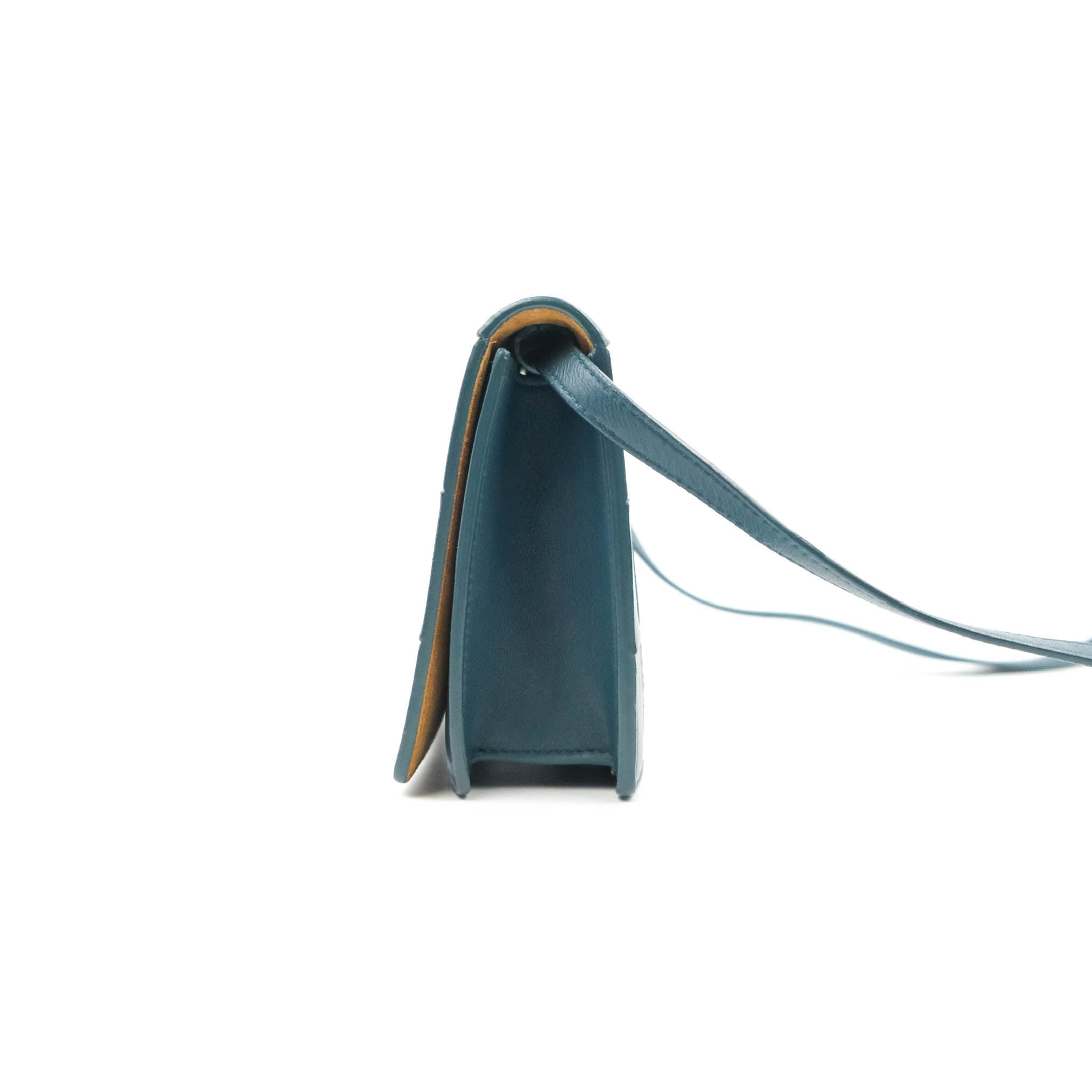 Bottega Veneta Maxi Intrecciato Mini Cassette Crossbody Bag - Petrol Blue Lambskin Leather Luxury Shoulder Purse for Women | Perfect for Date Night, Parties & Everyday Use