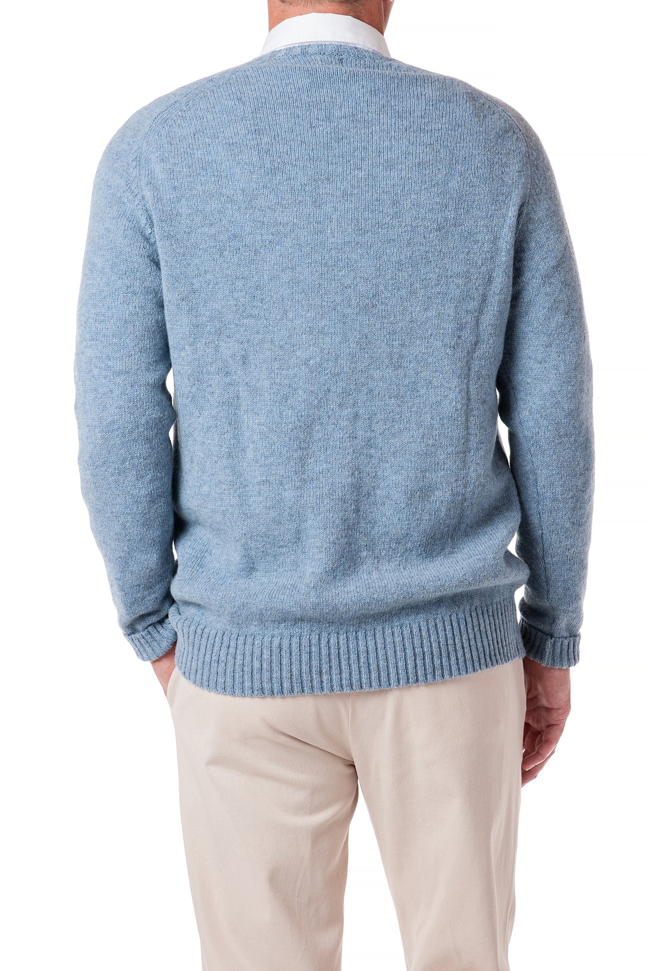 Premium Scottish Shetland Wool Crew Neck Sweater - Soft Blue Mix Color | Warm Winter Knitwear for Men & Women | Perfect for Casual Outfits, Office Wear & Holiday Gifts