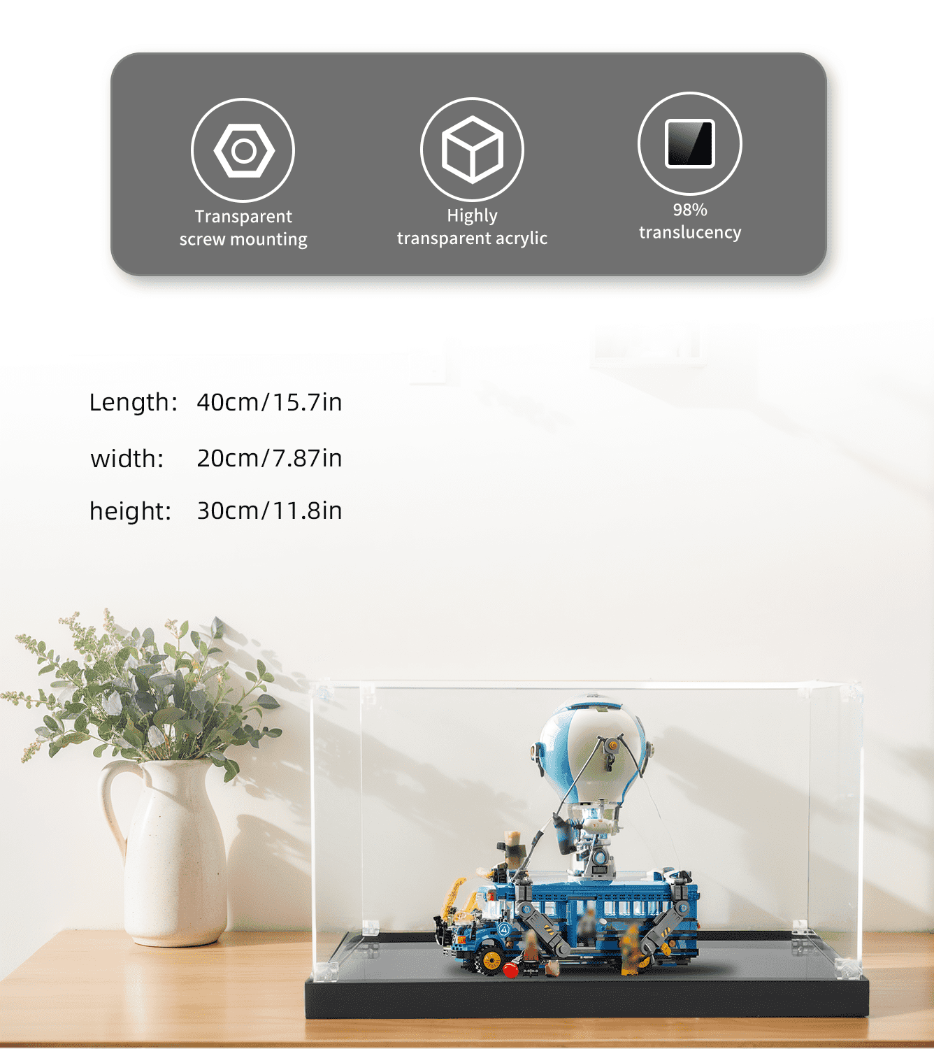 LEGO Battle Bus 77073 Display Case - Clear Protective Showcase for LEGO Sets - Perfect for Collectors & Home Decor