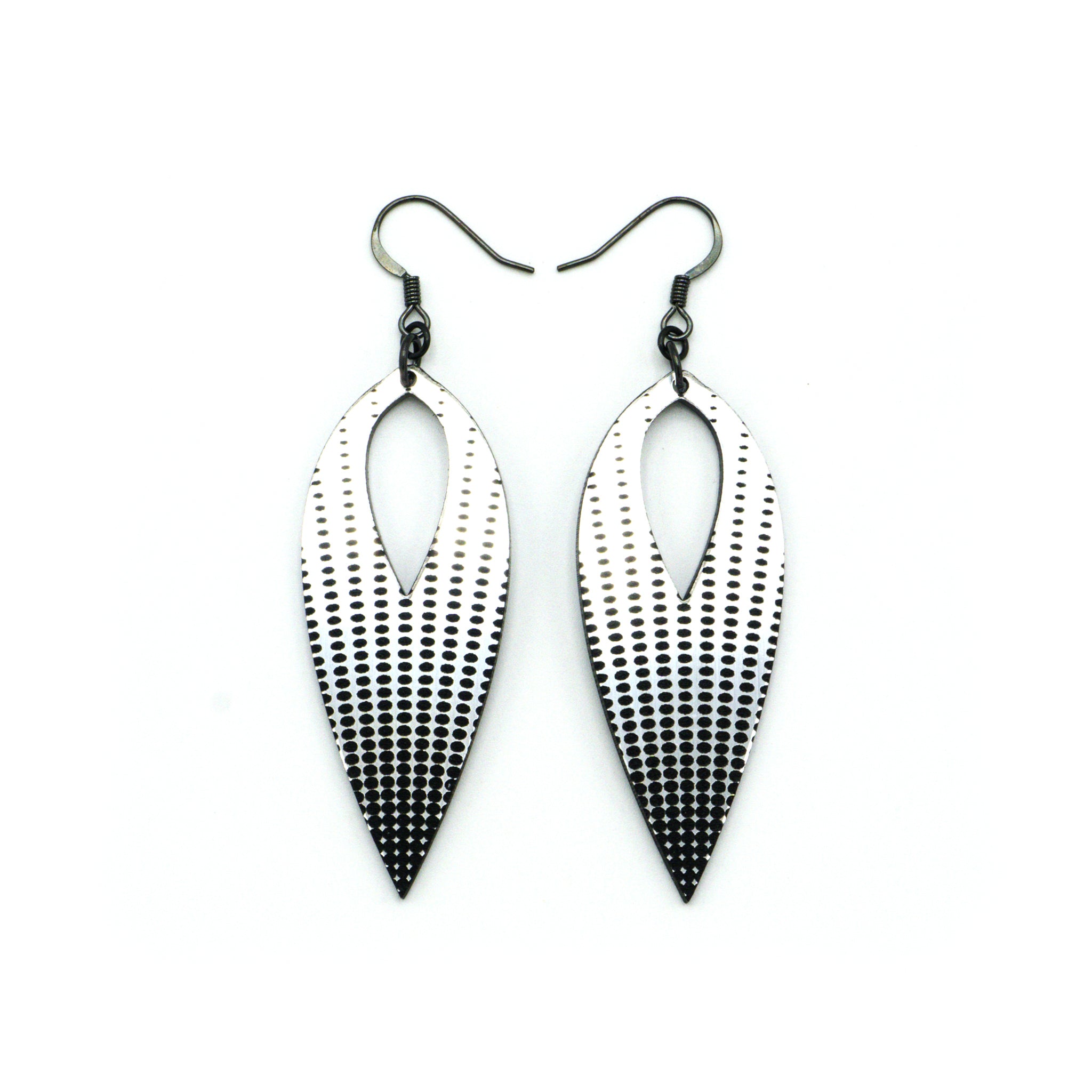 Nativas 09 Acrylic Earrings - Brushed Silver & Black Dangle Earrings for Women | Trendy Fashion Accessories for Parties, Work & Everyday Wear