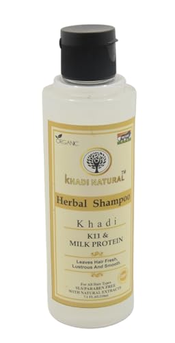 Khadi Natural K11 Milk Protein Shampoo 210ml - Herbal Hair Cleanser for Strong, Smooth & Nourished Hair | Sulfate-Free, Vegan Formula for Daily Hair Care & Scalp Health