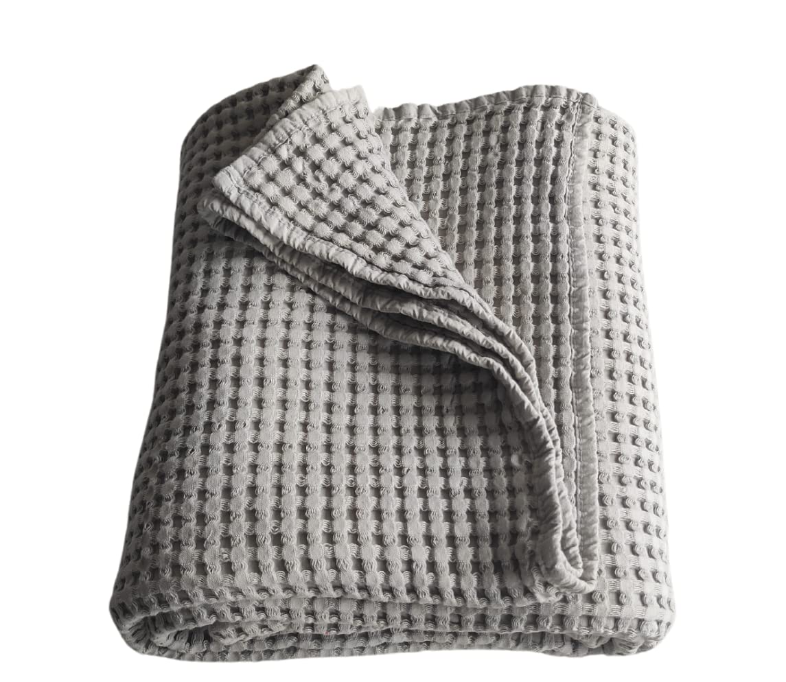 100% Cotton Waffle Weave Thermal Blanket - Ultra Soft & Breathable All Season Bed Blanket for Couch, Sofa & Bed - Perfect for Cozy Nights, Lounging & Home Decor
