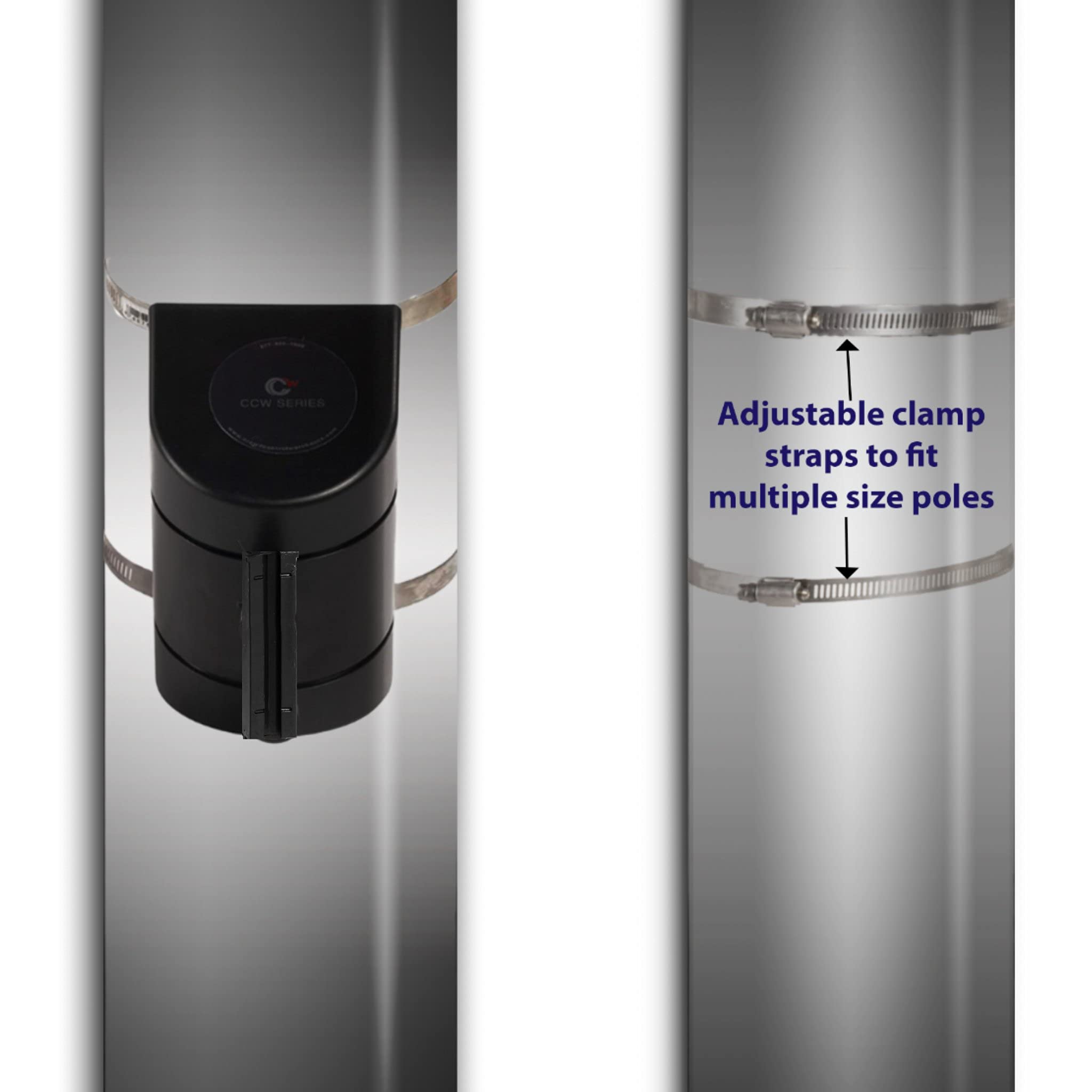 CCW Series WMB-220 & WMB-230 Retractable Wall Mount Belt Barrier - 30ft Safety Belt with ABS Case & Clamp (Red Belt with 'Authorized Access ONLY' White Lettering & Yellow ABS Housing) - Perfect for Crowd Control, Warehouse Security, and Event Management