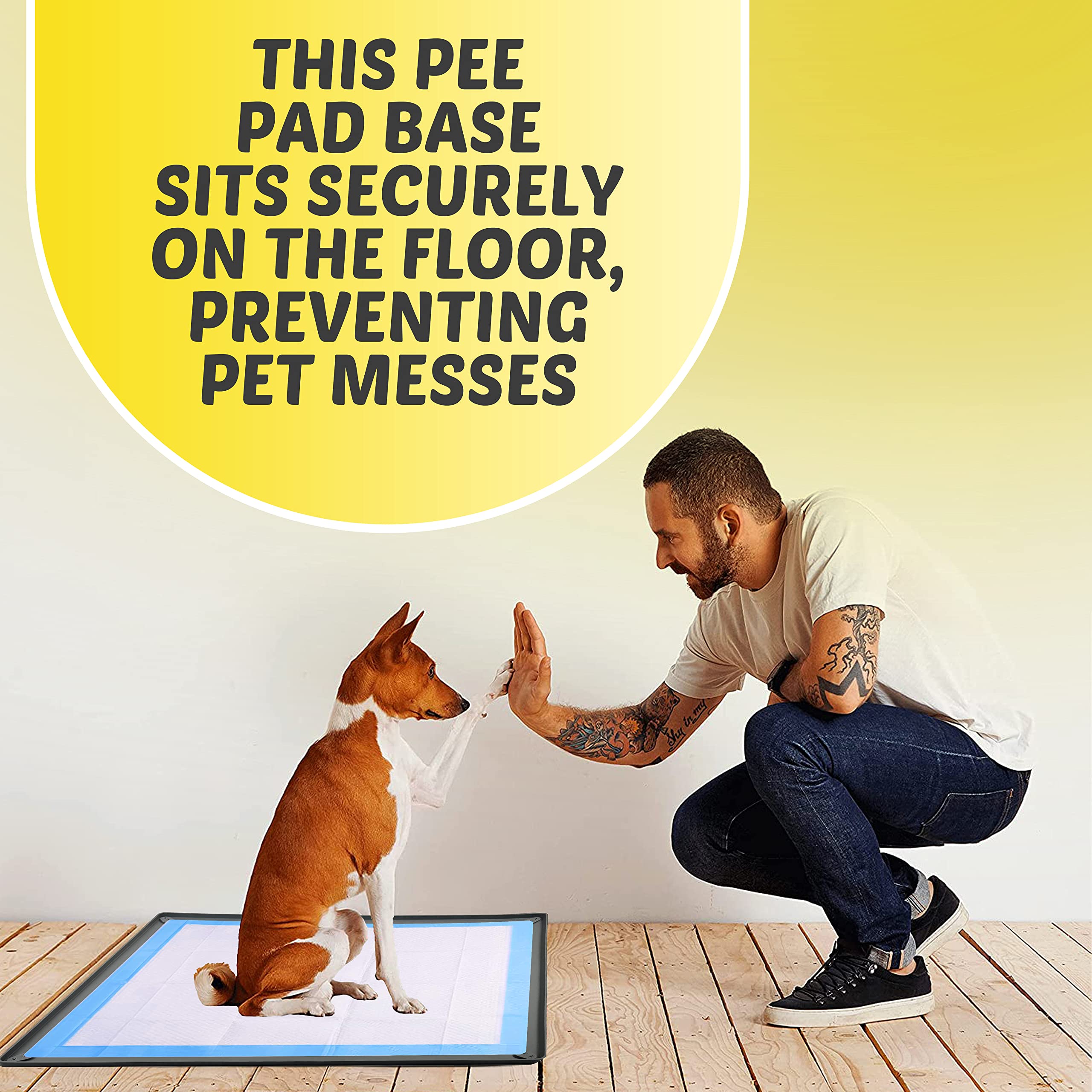 Skywin 30 x 36 Inch Non-Slip Silicone Dog Pad Holder Tray (Grey) - Puppy Training Pee Pad Holder, Waterproof Pet Supplies for Indoor/Outdoor Use - Perfect for Puppies, Senior Dogs & Housebreaking Training