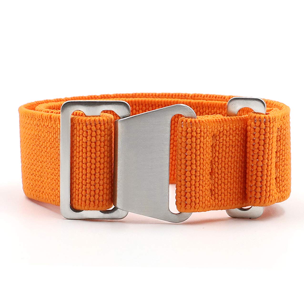 KZFASHIONS 18mm 20mm 22mm Nylon Elastic Watch Strap - Silver Buckle Military Parachute Watch Band for Men Women, Durable Outdoor Sports Hiking Camping Adventure Bracelet