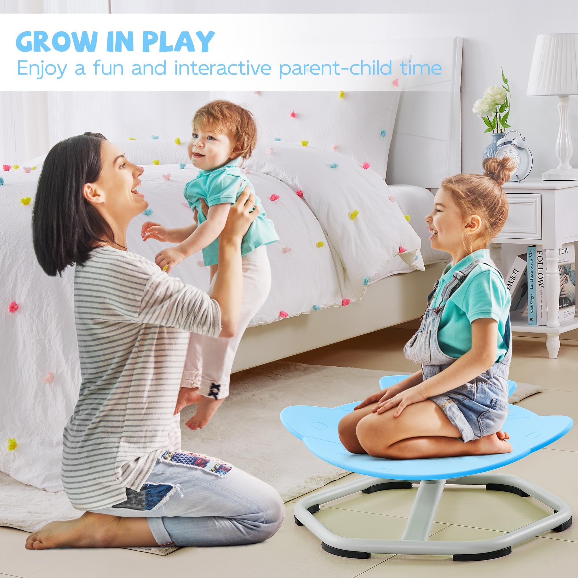 Sensory Spinning Chair for Kids with Autism - Non-Slip Swivel Chair for Body Coordination Training | Sit and Spin Toy for Sensory Development | Perfect for Home, Classroom & Therapy Use (Blue)