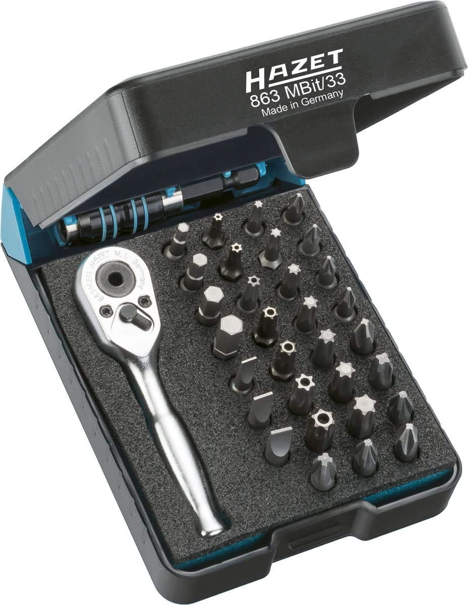 Hazet 863MBIT/33 33-Piece Professional Bit Set for Drilling, Screwing & DIY Projects | High-Quality Tool Kit for Home Improvement & Automotive Repairs