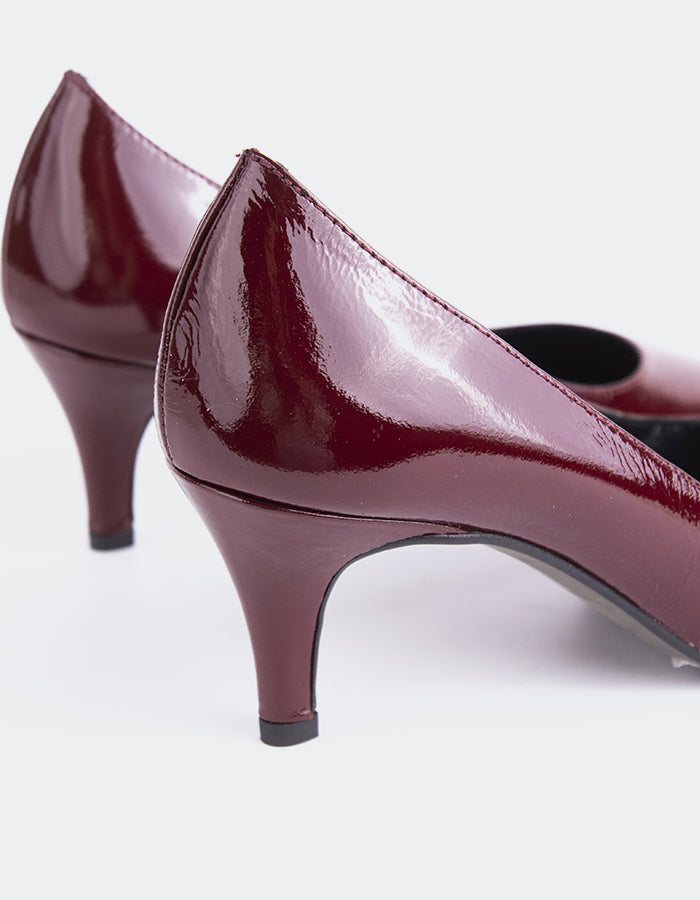 Edzell Burgundy Patent Leather Shoes for Women - Stylish & Comfortable Dress Pumps for Work, Party & Special Occasions