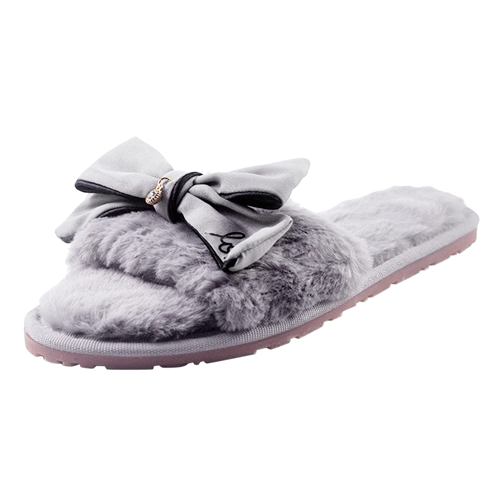 Women's Size 11 Comfortable House Slippers with Arch Support - Soft Indoor/Outdoor Bow Design for Home, Lounge & Backyard Use