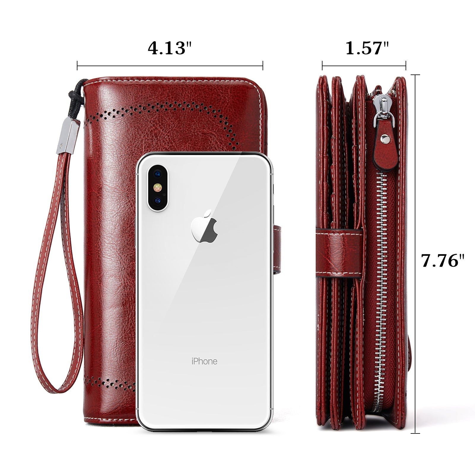 Lomy Big Wallet for Women with Wristlet - Large Capacity RFID Blocking Leather Wallet for Travel, Shopping & Everyday Use