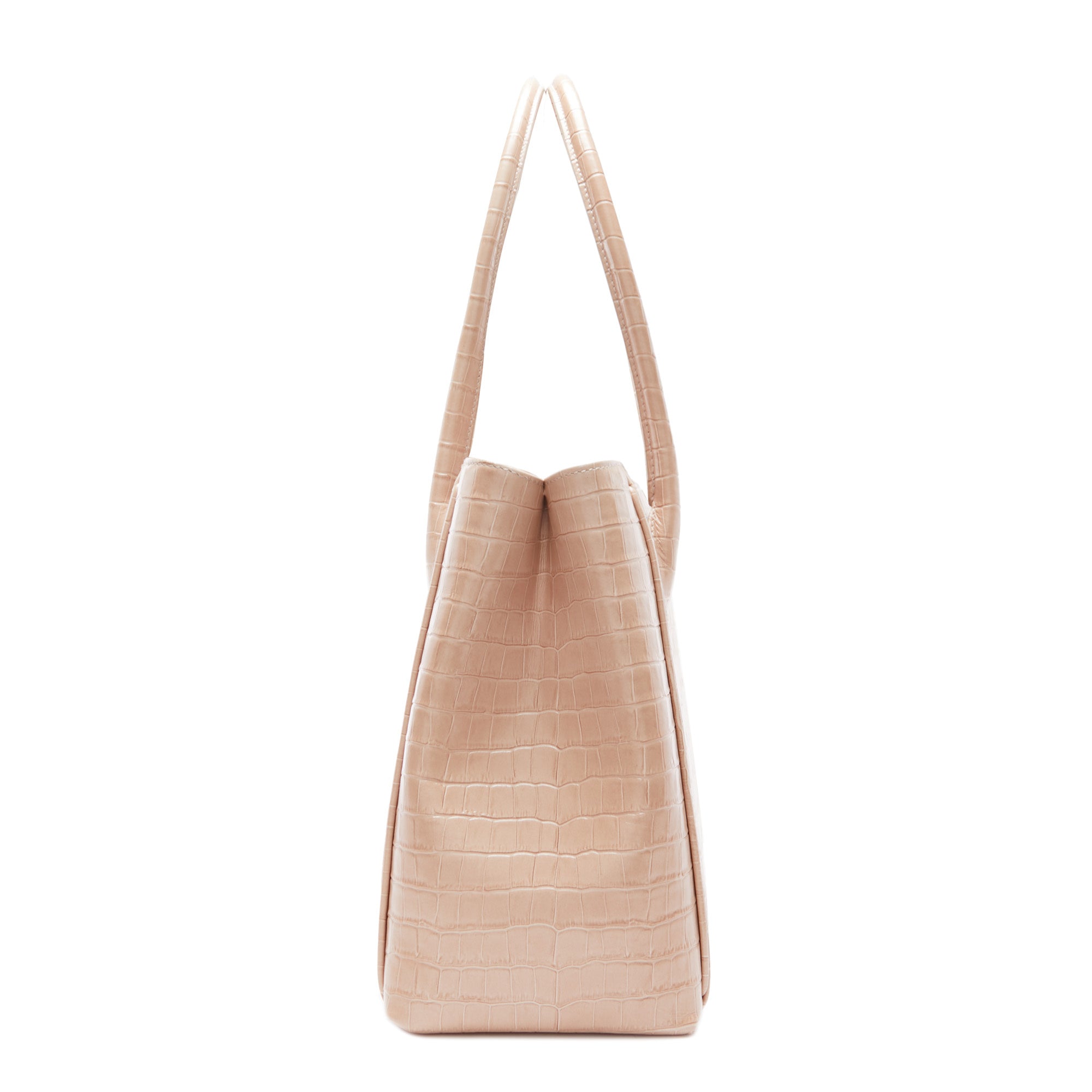 Honoré Cloe Midi Handbag - Genuine Crocodile Embossed Beige Calfskin Leather Purse for Women | Perfect for Work, Evening Events & Everyday Use