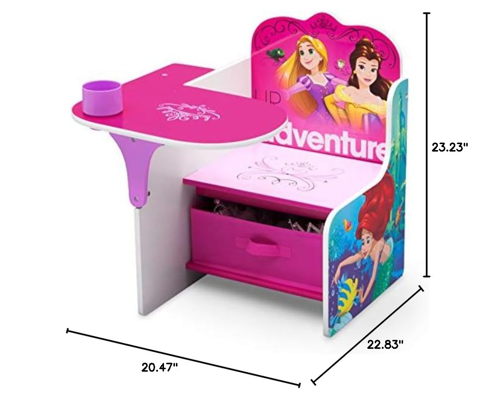 Delta Children Disney Princess Chair Desk with Storage Bin - Kids Study & Play Table for Bedroom, Classroom, or Playroom