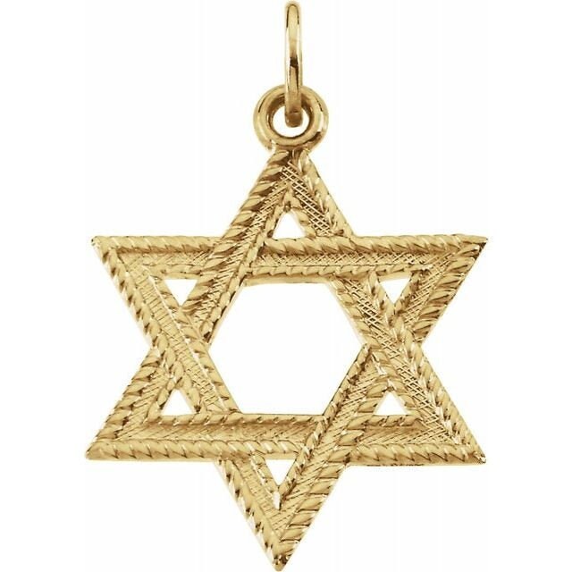14K Solid Yellow Gold Star of David Pendant 23x18mm - Elegant Jewish Jewelry for Men & Women - Perfect for Hanukkah, Bar Mitzvah & Everyday Wear