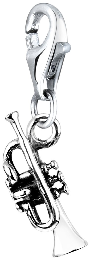 Nenalina Trumpet Pendant Charm - 925 Sterling Silver Jewelry for Bracelets & Necklaces | Perfect for Pandora, Trollbeads & Other Charm Brands | Ideal for Music Lovers & Gift Giving