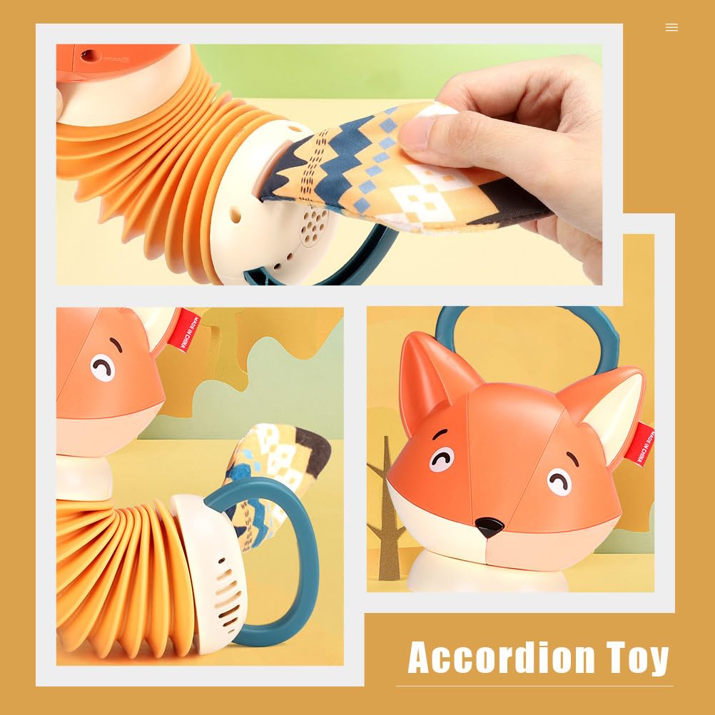 Kid Fox Concertina Toy - 1pc Orange Plastic Accordion Musical Instrument for Toddlers & Kids | Early Learning, Birthday Gift, Preschool Music Education