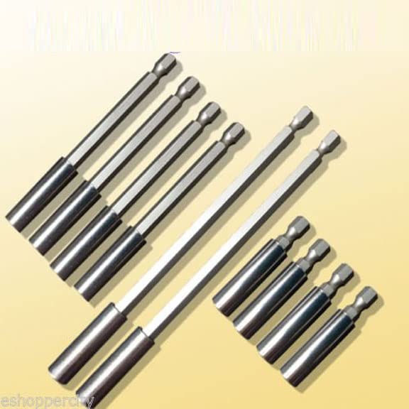 10-Pack Magnetic Bit Extension Holder Set (2/4/6 Inch) - 1/4