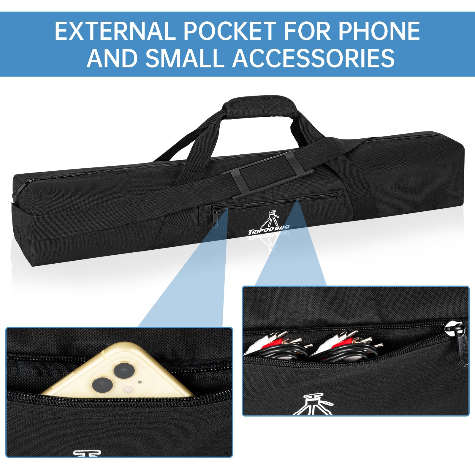Heavy Duty Tripod Carrying Case 30x4.5x4.5in - Professional Monopod Bag with Adjustable Shoulder Strap & Handles for Camera, Microphone Stand, Music Stand, Lighting Equipment - Perfect for Photography, Videography & Live Events