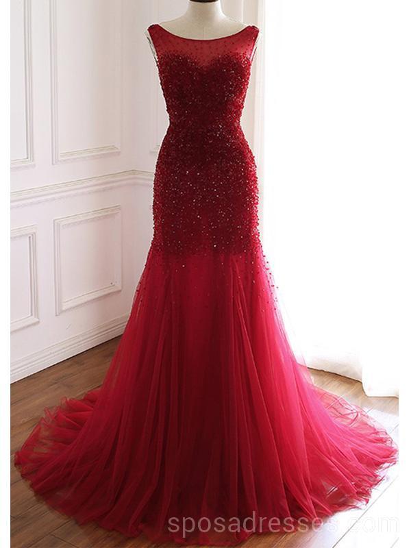 Elegant Mermaid See-Through Red Long Evening Prom Dress - Custom Fit Formal Gown for Prom, Homecoming & Special Occasions | Perfect for Dances, Parties & Red Carpet Events