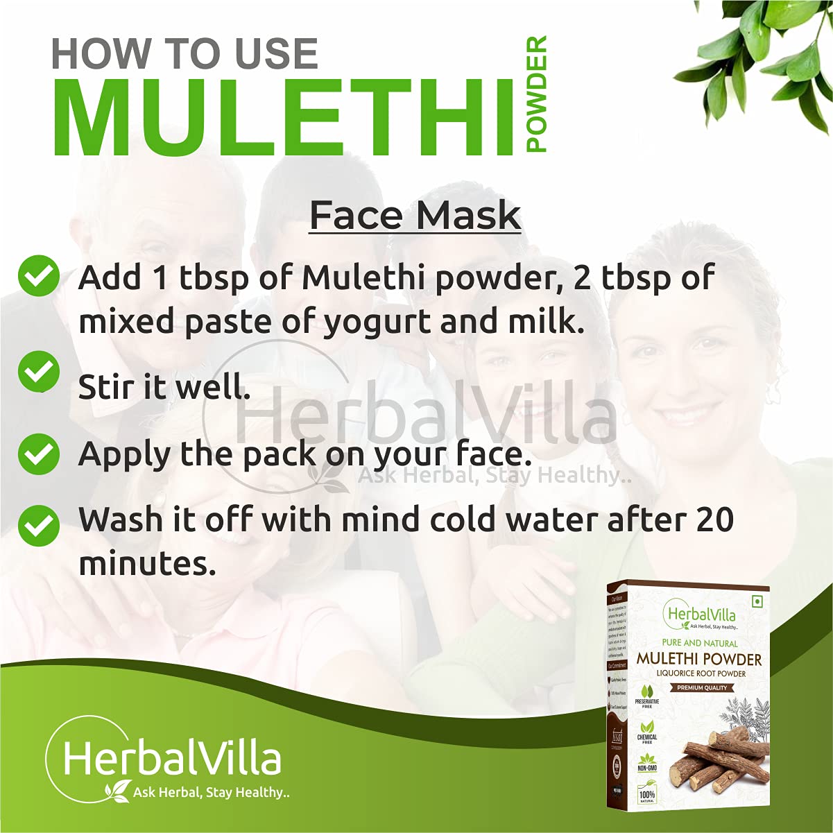 Herbalvilla Mulethi Powder (Yashtimadhu/Licorice Root Powder) - 200g for Skin Whitening, Face Care, Hair Growth & Edible Use | Natural Ayurvedic Remedy for Glowing Skin & Healthy Digestion | Perfect for DIY Beauty Masks & Herbal Teas