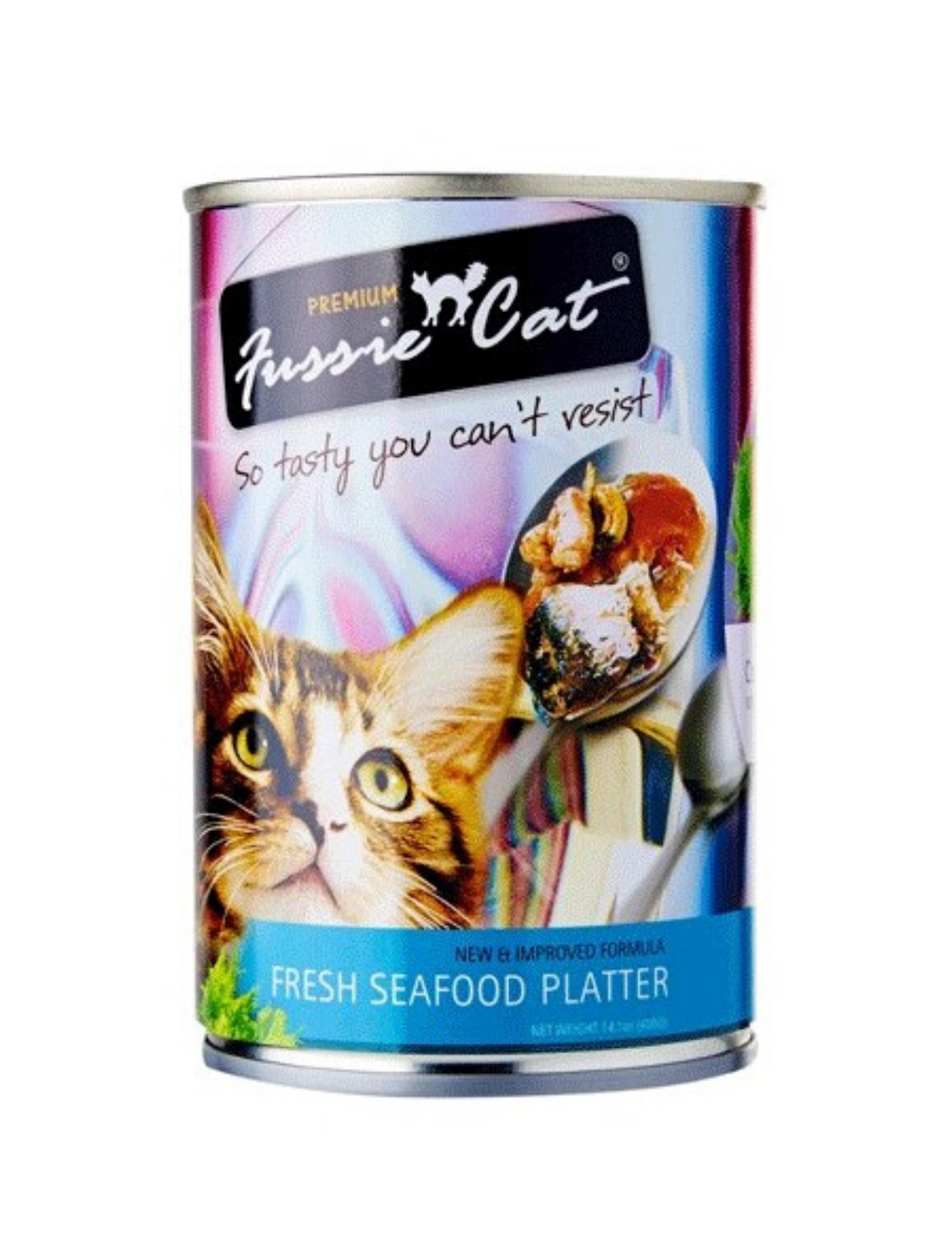 Premium Fussie Cat Fresh Seafood Platter Wet Cat Food - Grain-Free, High Protein Canned Cat Food (400g) for Adult & Senior Cats - Perfect for Mealtime, Weight Management & Picky Eaters
