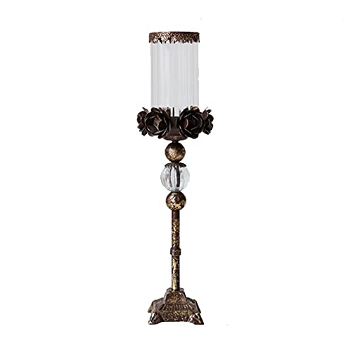 Vintage Cast Iron and Glass Candle Holder - Old Retro Table Decor for Home, Living Room, Bedroom - Perfect for Romantic Dinners, Wedding Centerpieces & Cozy Ambiance (Color: A)