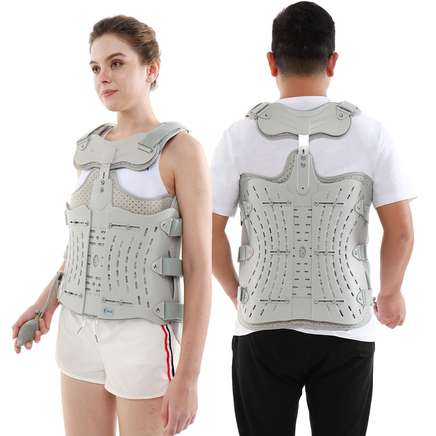 Inflatable TLSO Thoracolumbar Back Brace - Adjustable Pain Relief & Spinal Support for Kyphosis, Osteoporosis, Scoliosis & Post-Surgery Recovery - Lightweight Orthopedic Brace for Fracture Healing & Posture Correction - Ideal for Daily Wear, Sports & Rehabilitation