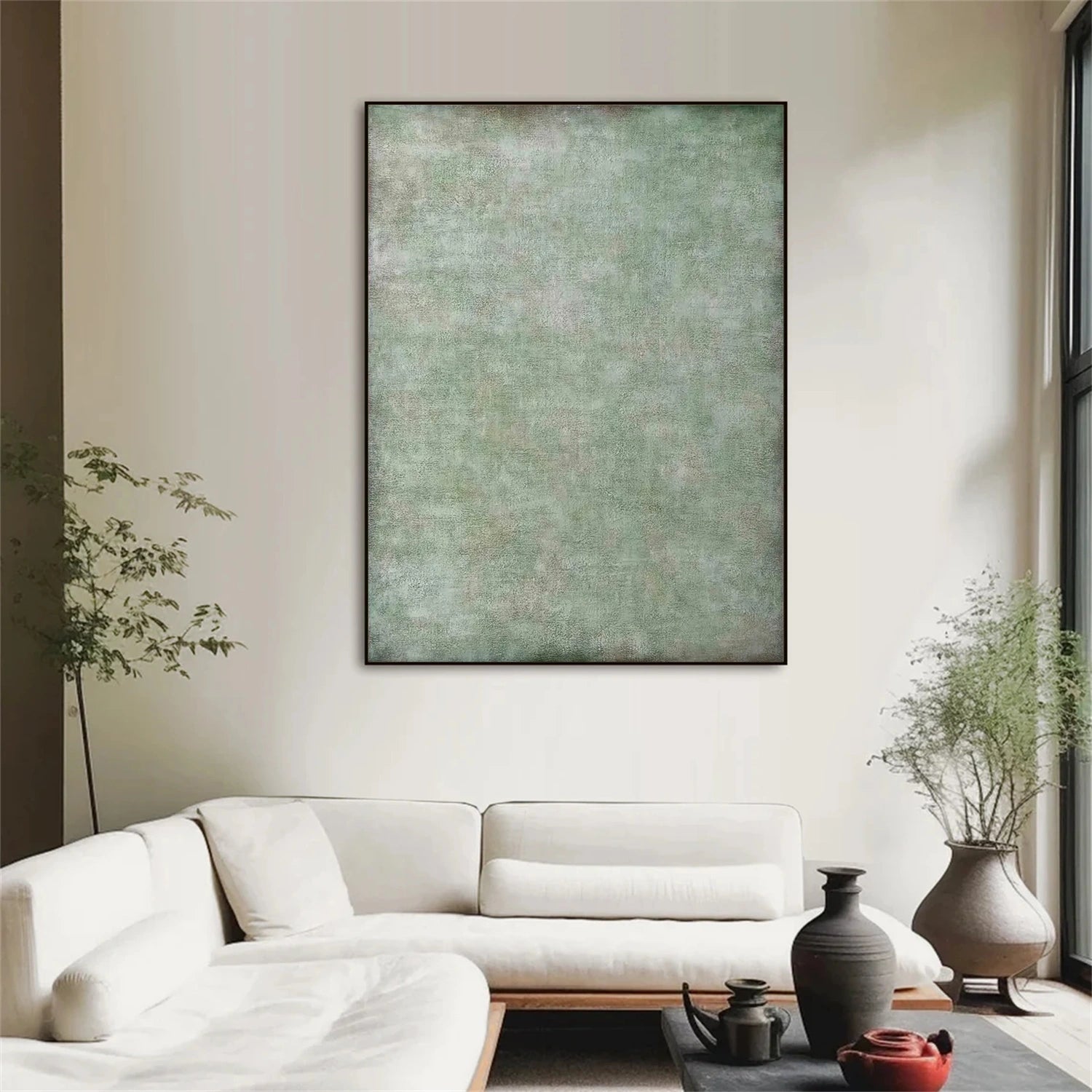 Green Abstract Wall Art Canvas Painting - Modern Home Decor for Living Room, Bedroom & Office | #AB473