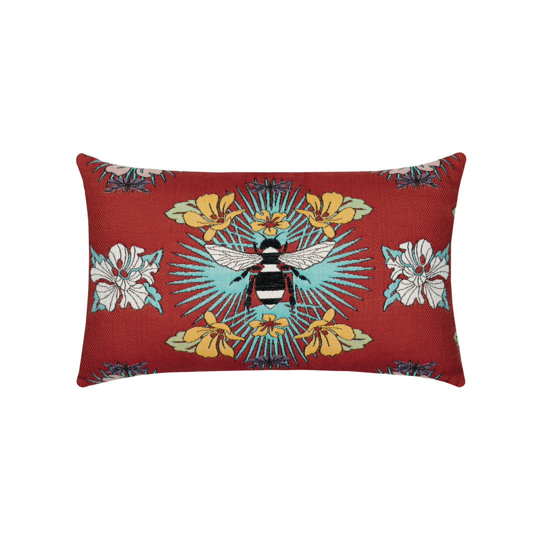 Tropical Bee Print Lumbar Pillow - Soft Indoor/Outdoor Decorative Cushion for Sofa, Bed, Chair - Perfect for Living Room, Patio, Dorm & Office Decor