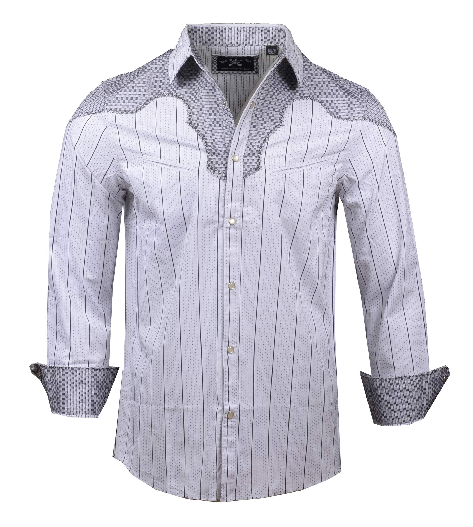 Rock Roll n Soul Men's Western-Inspired Country Striped Long Sleeve Button-Up Shirt | Casual Cowboy Style Shirt for Country Music Festivals & Western Themed Parties