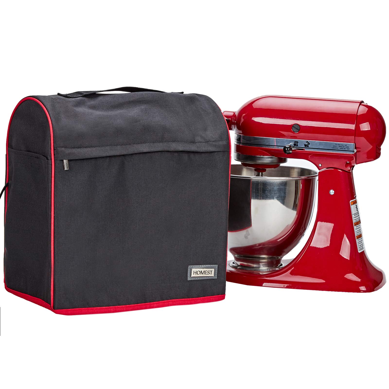 HOMEST Stand Mixer Cover for KitchenAid Tilt Head 4.5-5 Quart - Dustproof Zippered Storage with Accessory Pocket (Black, Patent Design) - Perfect for Kitchen Countertop Protection & Small Appliance Organization