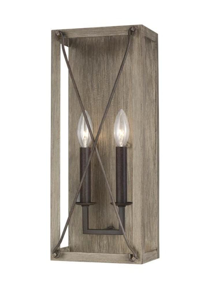 Sea Gull Lighting 4126302-872 Thornwood Two Light Wall Sconce Bathroom Vanity Fixture in Washed Pine Finish - Perfect for Bathroom, Bedroom, and Hallway Lighting Decor