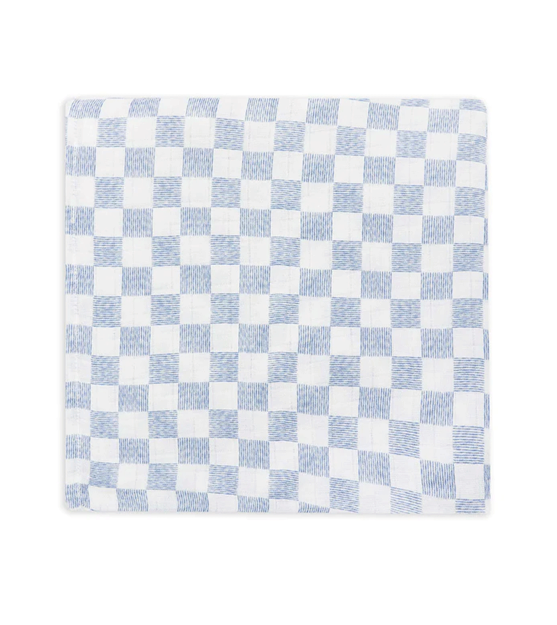 Avery Row Blue Check Muslin Fabric - Premium Cotton Material for Sewing, Quilting & DIY Crafts | Perfect for Home Decor, Clothing & Baby Blankets