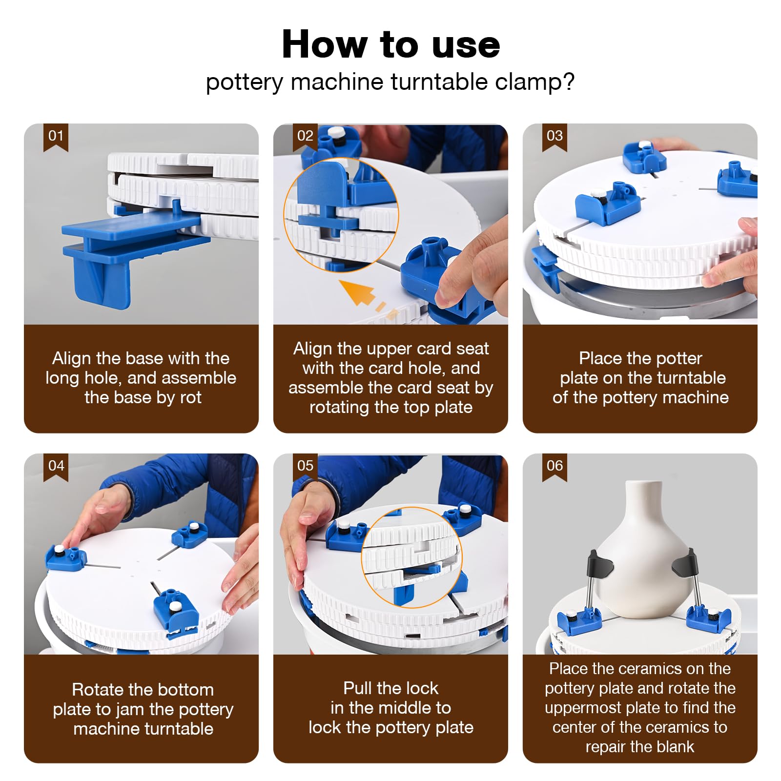 Adjustable Pottery Wheel Turntable Clamp - Ceramic Art Repair & Sculpting Tool for Trimming, Shaping - Perfect for Beginners & Professional Potters - Great for Classroom Teaching, Studio Work & DIY Ceramic Projects