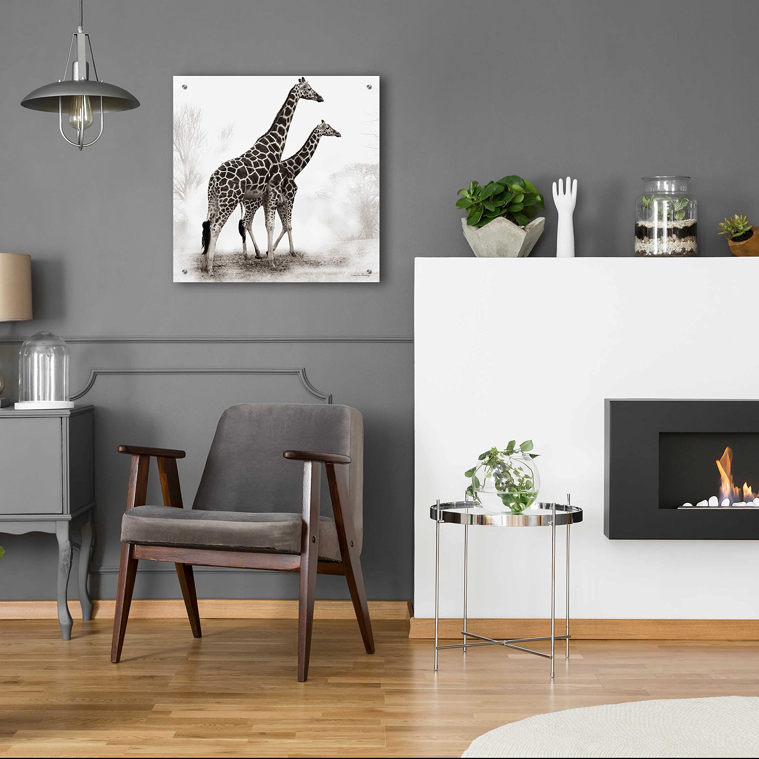 Debra Van Swearingen Giraffe III Acrylic Glass Wall Art - 24x24 Inch Modern Animal Painting for Living Room, Bedroom & Office Decor