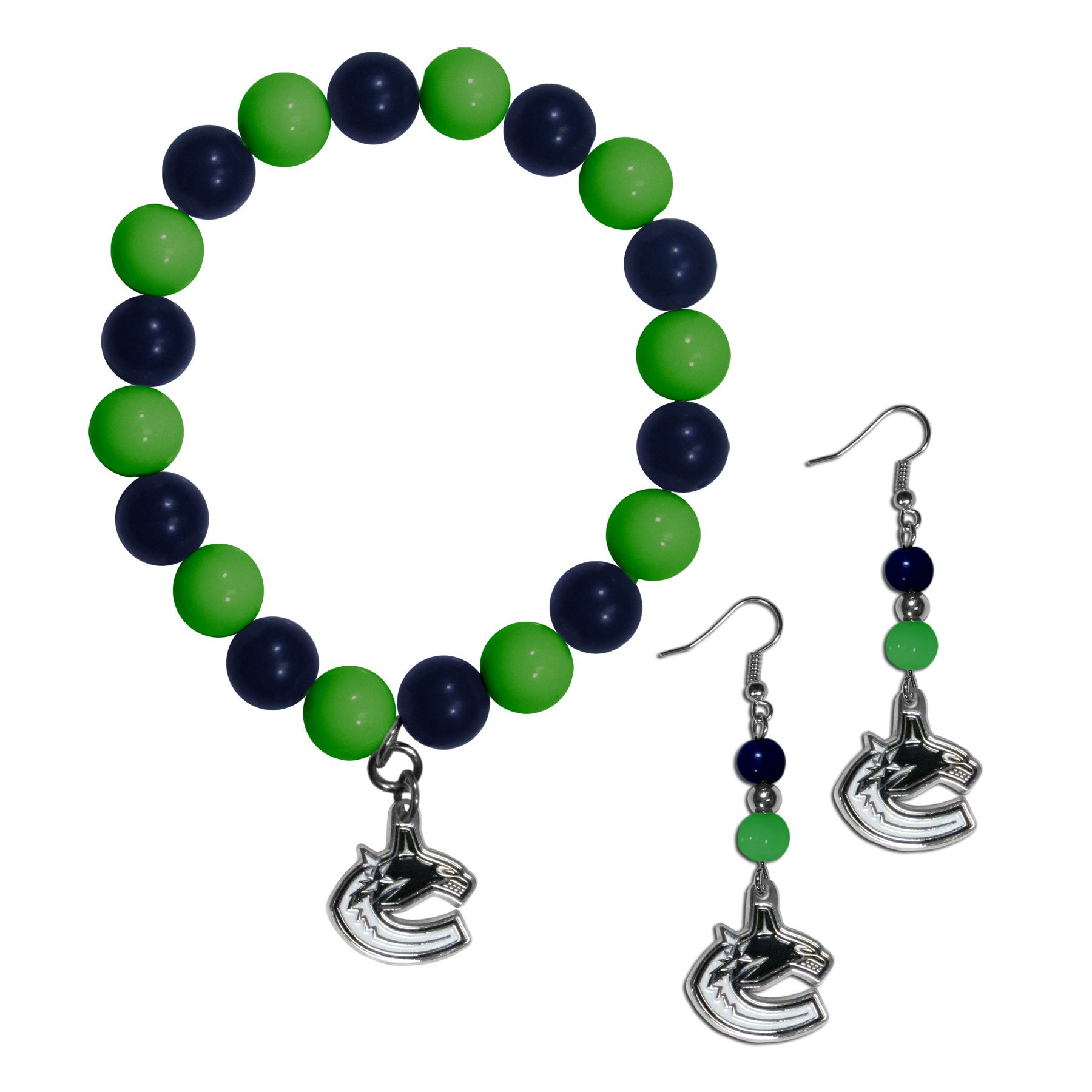 NHL Women's Fan Bead Earrings and Bracelet Set - Hockey Team Jewelry Gift for Her - Perfect for Game Day, Parties & Sports Events