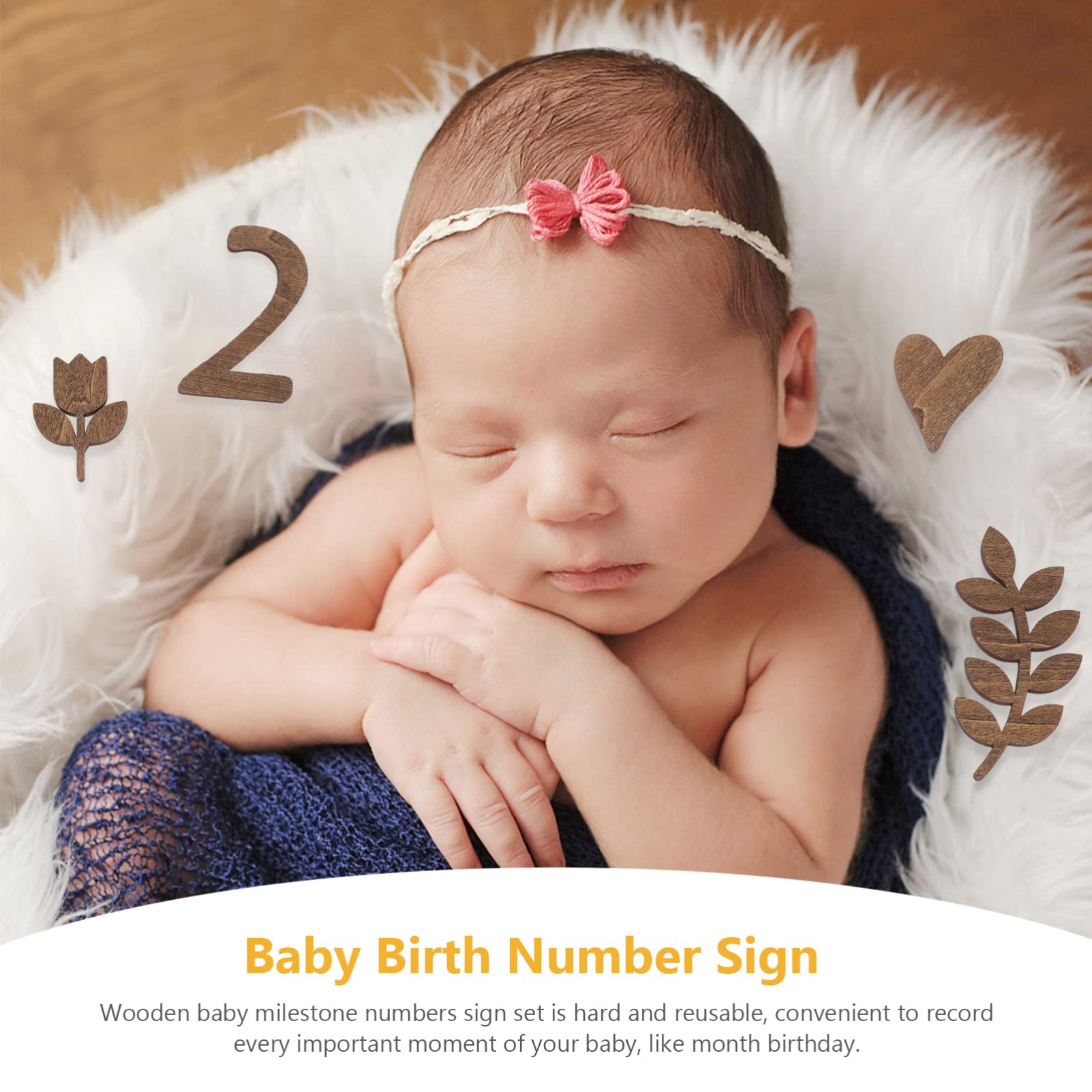 VICASKY 4 Pack Wooden Baby Milestone Photo Props - Customizable Monthly Age Number Signs for Newborn Photography, First Birthday & Monthly Growth Pictures (1-12 Months) - Perfect for Baby Shower Gifts and Nursery Decor
