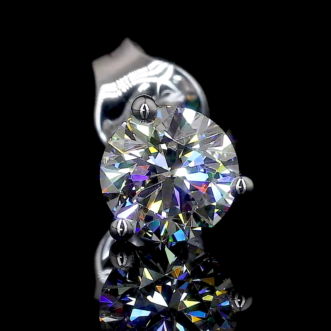 1.01 Carat Lab Grown Round Diamond Earrings - F Color VS2 Clarity - 14K White Gold Martini Stud Earrings for Women - Perfect for Weddings, Anniversaries & Special Occasions